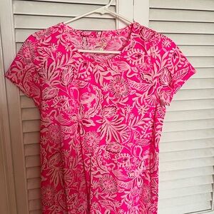 Pink Floral Short Sleeve Top